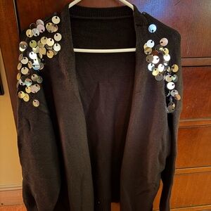 BloomChic Elegant Black Cardigan with Metallic Accents
